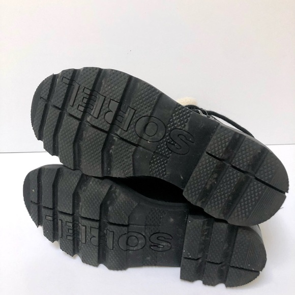 Women’s Sorel Lennox Cozy Sherpa Lace Black Patent Leather Chunky Boots US 7 - Picture 11 of 12